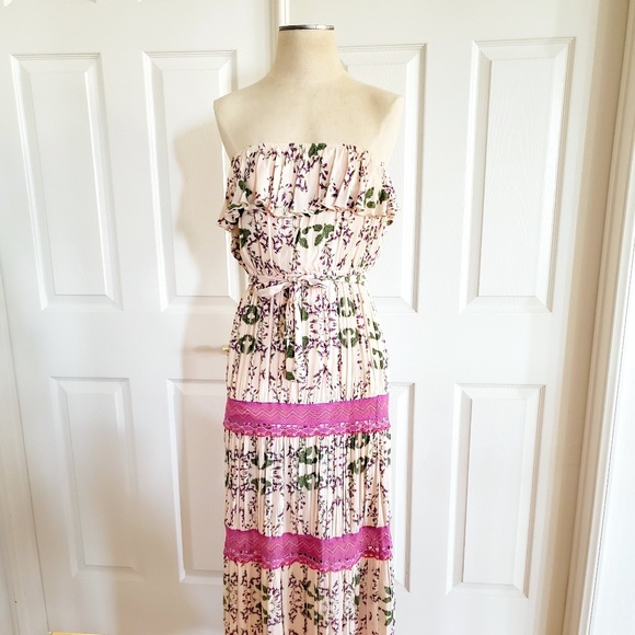 🔥 Floral Tube Top Maxi Dress size Small - Picture 2 of 8
